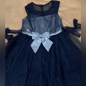 Elegant Navy Blue Kids Dress with Bow